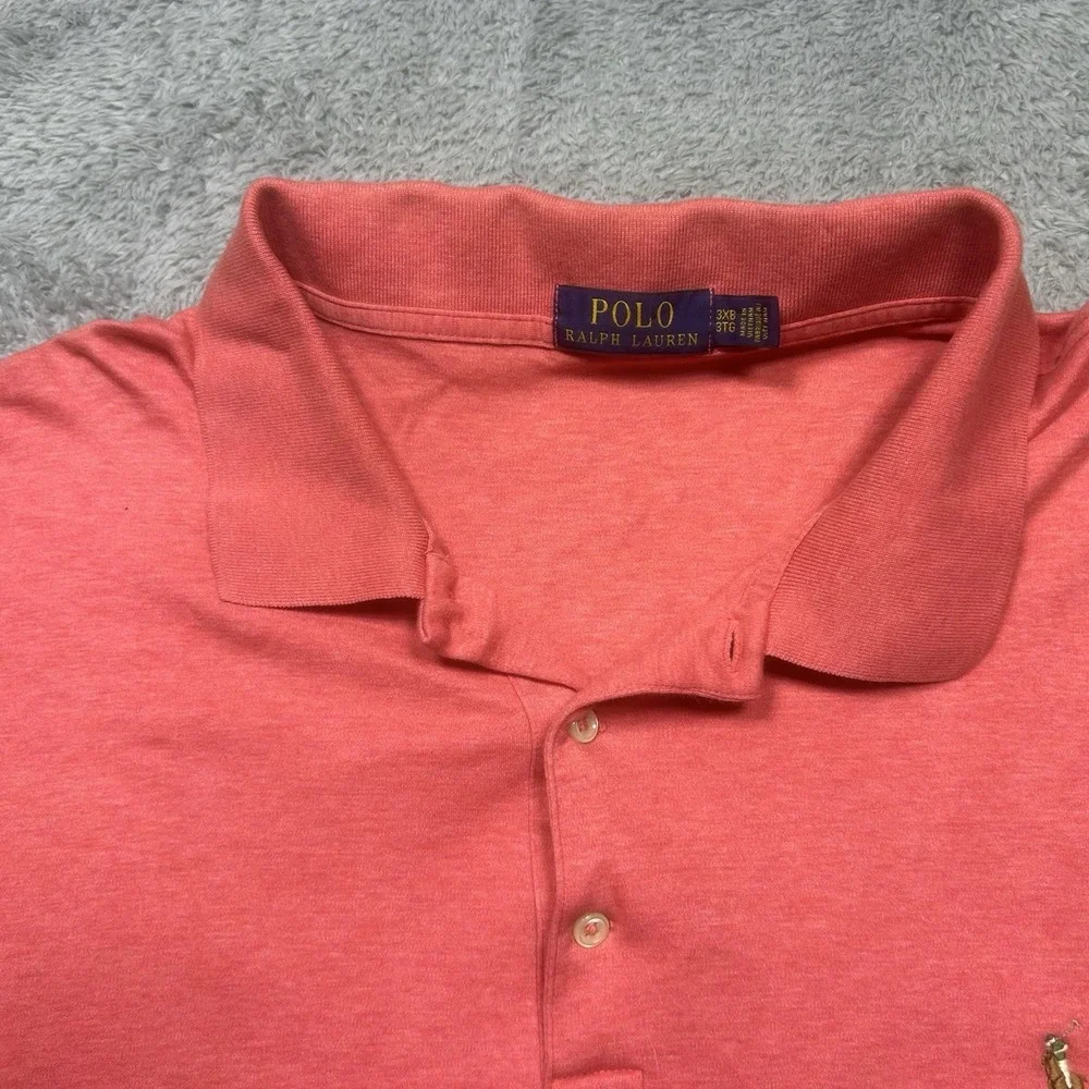 Ralph Lauren Polo Shirt Mens 3XB Pink Heather Flesh Pony‎ Classic Short Sleeve